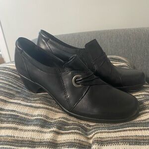 Clarks Bendables 38476 Wish Trance Womens 10 Slip On Black Leather Comfort Shoes